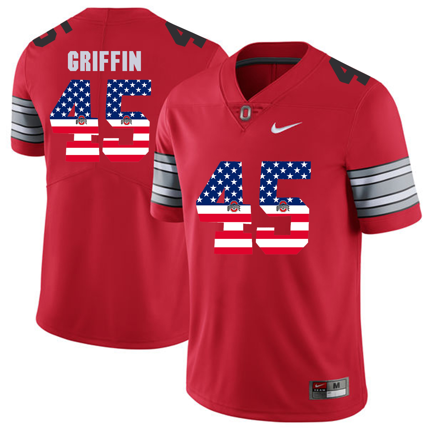 Men Ohio State #45 Griffin Red Flag Customized NCAA Jerseys